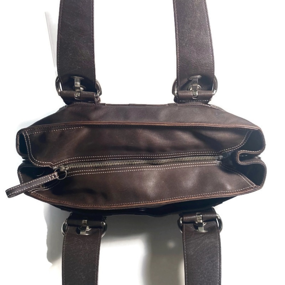 Coach Brown Large Leather Satchel Shoulder Bag - Picture 4 of 9